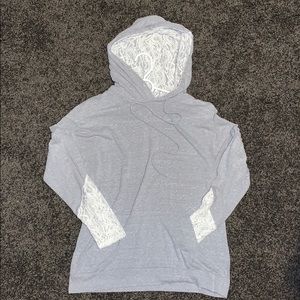 Grey, Lace Hoodie